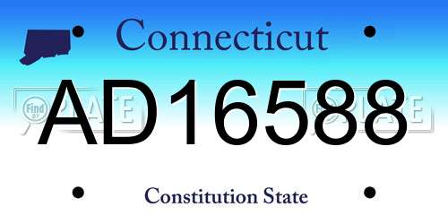 AD16588 Connecticut License Plate