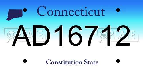 AD16712 Connecticut License Plate