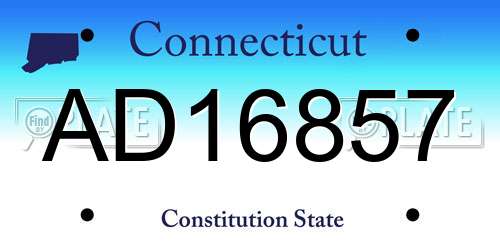 AD16857 Connecticut License Plate