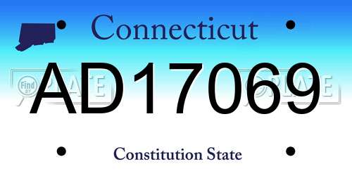 AD17069 Connecticut License Plate