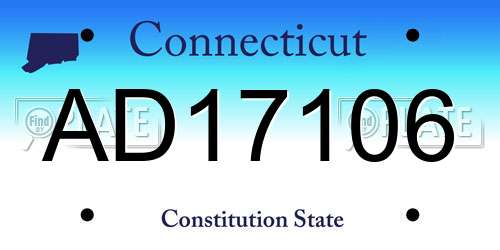 AD17106 Connecticut License Plate