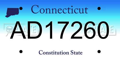 AD17260 Connecticut License Plate