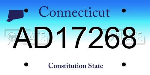 AD17268 Connecticut License Plate