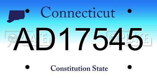 AD17545 Connecticut License Plate