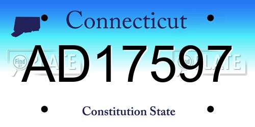 AD17597 Connecticut License Plate