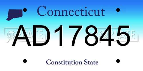 AD17845 Connecticut License Plate