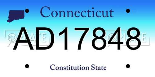 AD17848 Connecticut License Plate