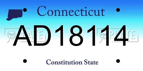 AD18114 Connecticut License Plate