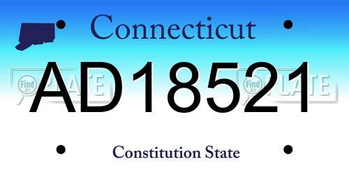 AD18521 Connecticut License Plate