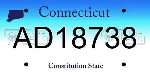 AD18738 Connecticut License Plate