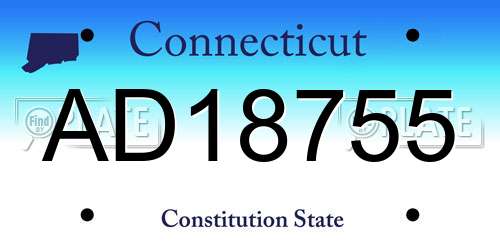 AD18755 Connecticut License Plate