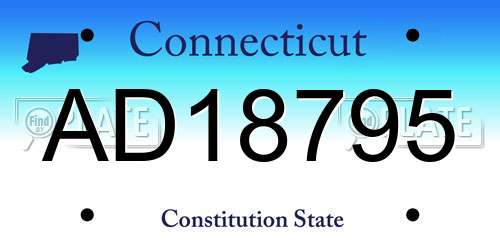 AD18795 Connecticut License Plate