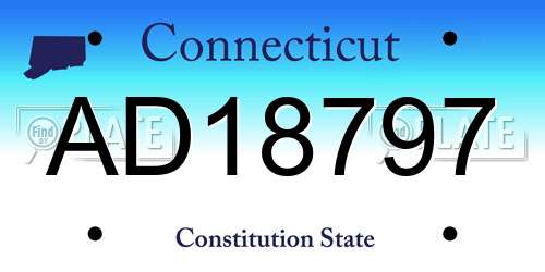 AD18797 Connecticut License Plate