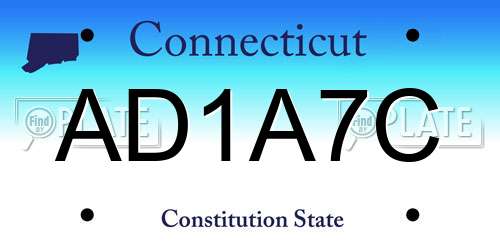 AD1A7C Connecticut License Plate