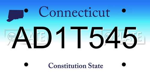 AD1T545 Connecticut License Plate