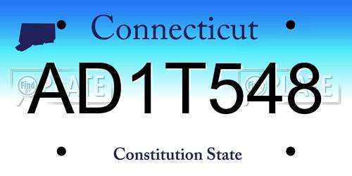 AD1T548 Connecticut License Plate