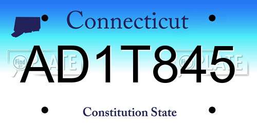 AD1T845 Connecticut License Plate