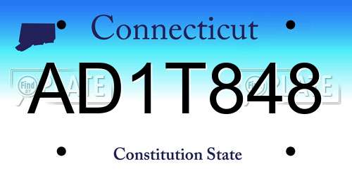 AD1T848 Connecticut License Plate