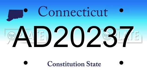 AD20237 Connecticut License Plate