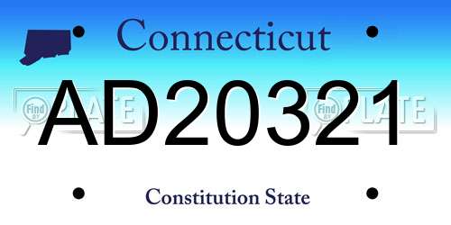 AD20321 Connecticut License Plate