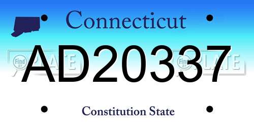 AD20337 Connecticut License Plate