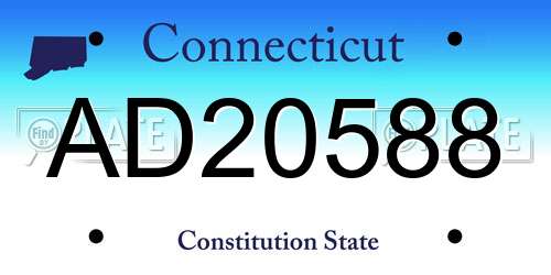 AD20588 Connecticut License Plate