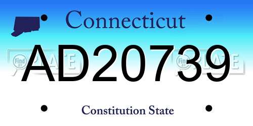 AD20739 Connecticut License Plate