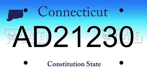 AD21230 Connecticut License Plate