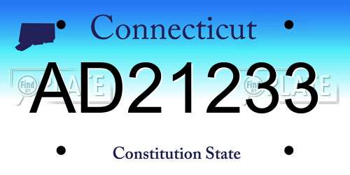 AD21233 Connecticut License Plate