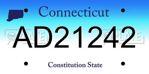 AD21242 Connecticut License Plate
