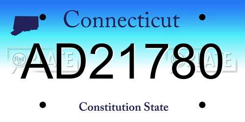 AD21780 Connecticut License Plate