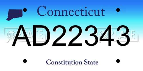 AD22343 Connecticut License Plate