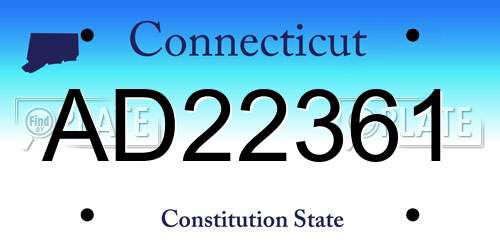 AD22361 Connecticut License Plate
