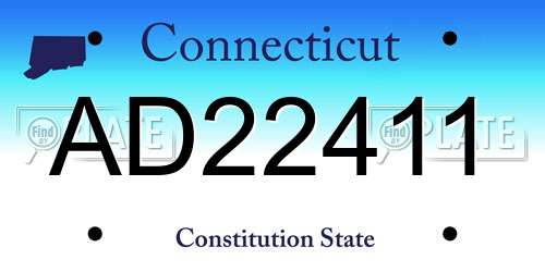 AD22411 Connecticut License Plate