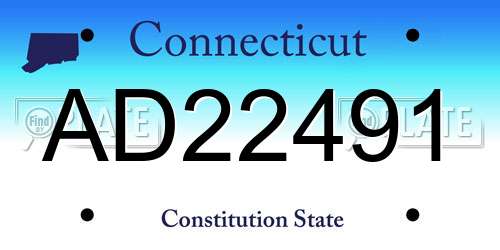 AD22491 Connecticut License Plate