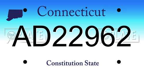 AD22962 Connecticut License Plate