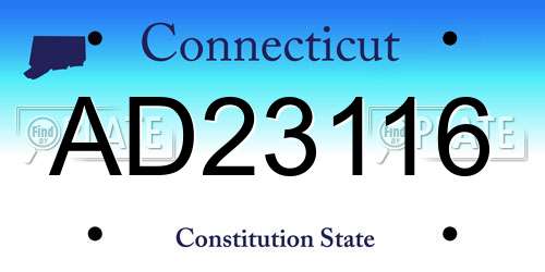 AD23116 Connecticut License Plate
