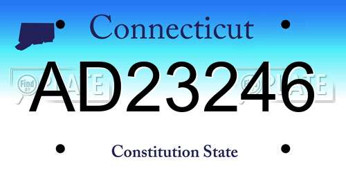 AD23246 Connecticut License Plate
