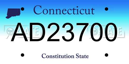AD23700 Connecticut License Plate