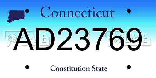 AD23769 Connecticut License Plate