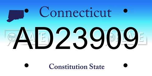AD23909 Connecticut License Plate