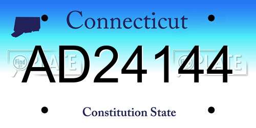 AD24144 Connecticut License Plate