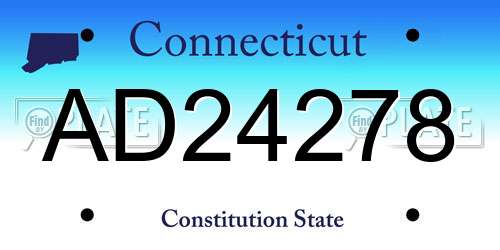 AD24278 Connecticut License Plate