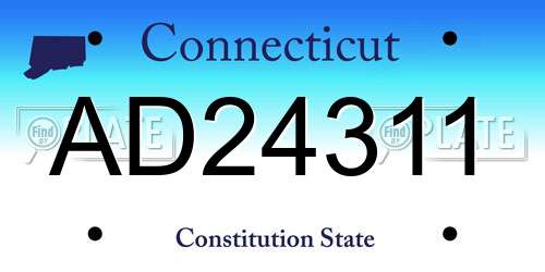 AD24311 Connecticut License Plate