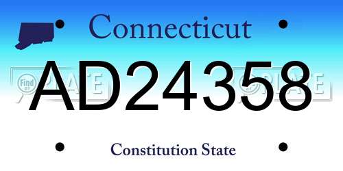 AD24358 Connecticut License Plate