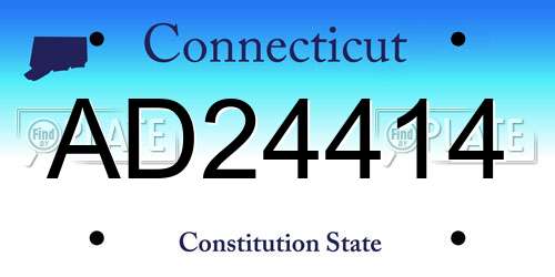 AD24414 Connecticut License Plate