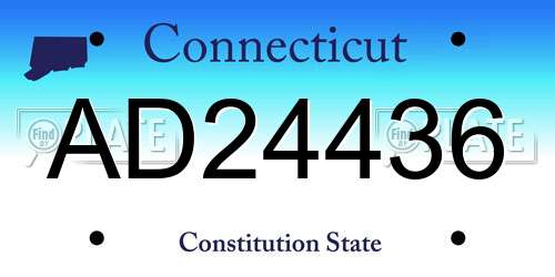 AD24436 Connecticut License Plate
