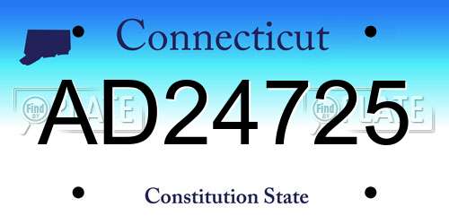 AD24725 Connecticut License Plate