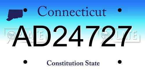 AD24727 Connecticut License Plate
