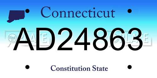 AD24863 Connecticut License Plate